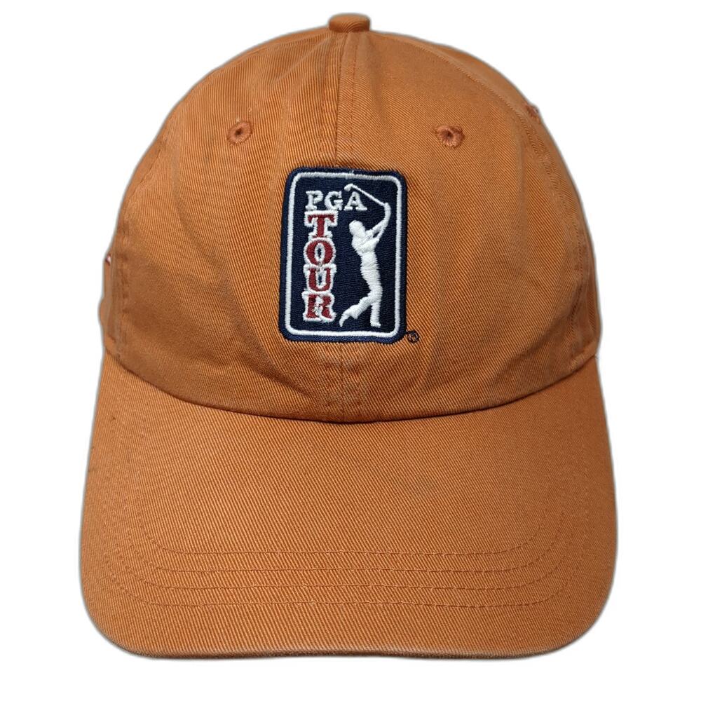 Ahead Baseball Cap Orange One Size PGA Tour Logo American Flag Embroidered hat